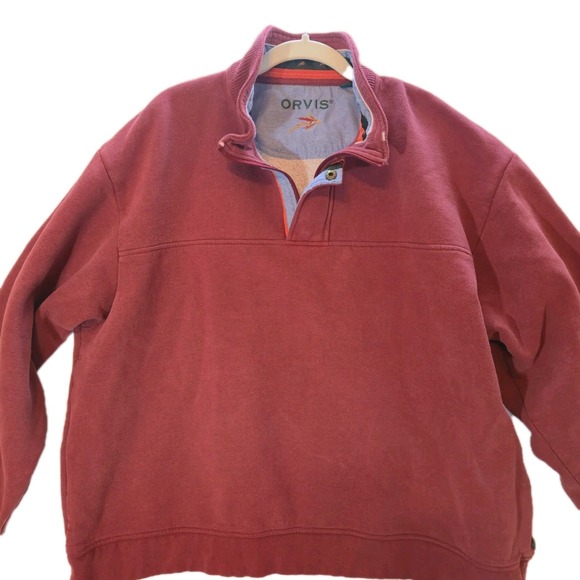 Orvis Other - Orvis Men's Pullover Sweatshirt Pre-Owned Burgundy Red Quarter Zip SZ XXL